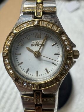 Invicta diamond Two-Tone Gold and Silver Crystal Accent Women's Bracelet Watch